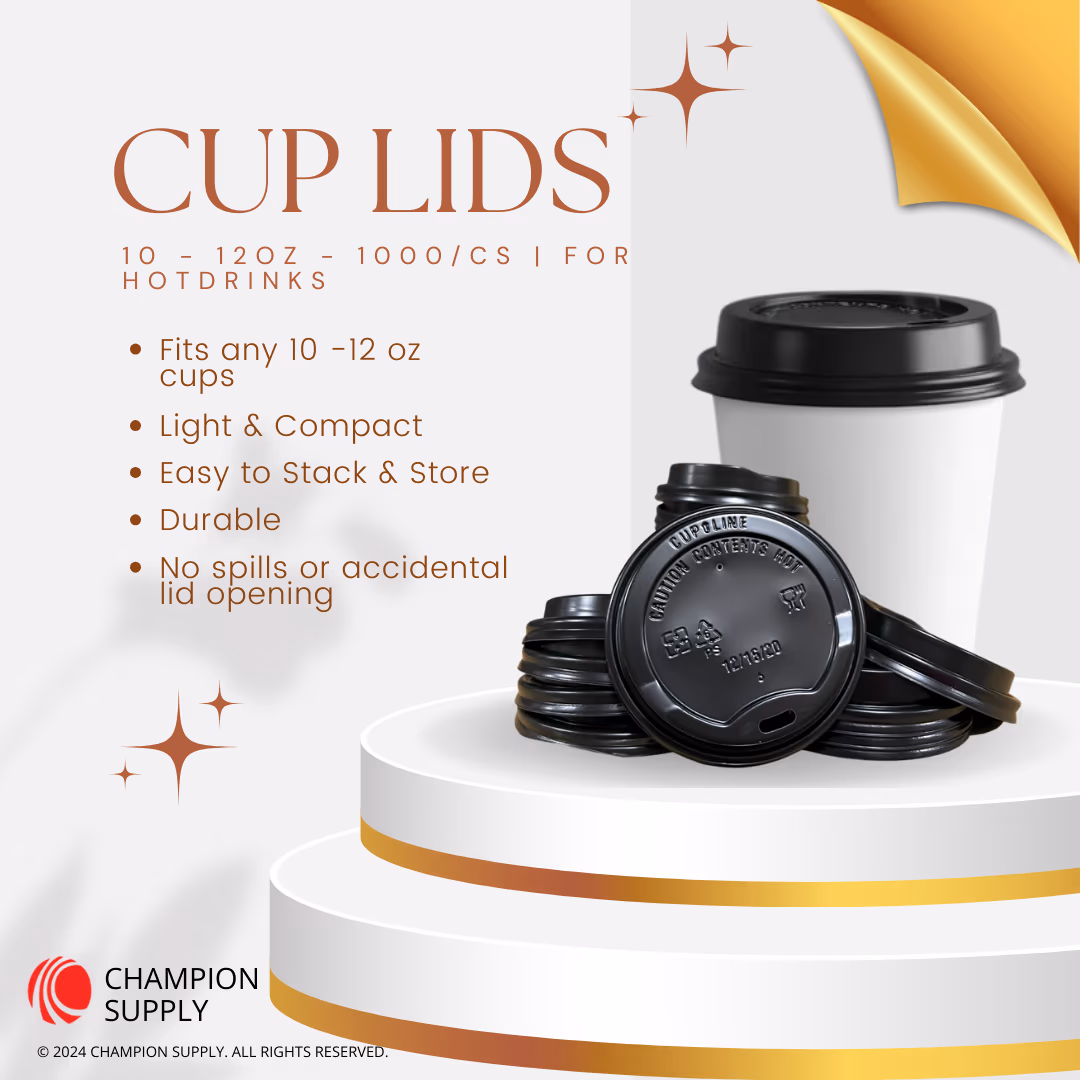 10-12 Oz Dome Lid, Black, Case of 1000